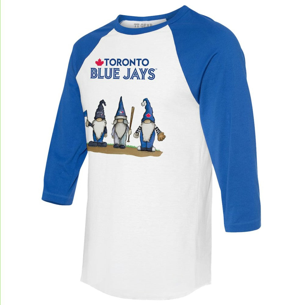 Toronto Blue Jays Tiny Turnip Unisex Gnomes 3/4-Sleeve Raglan T-Shirt - White/Royal
