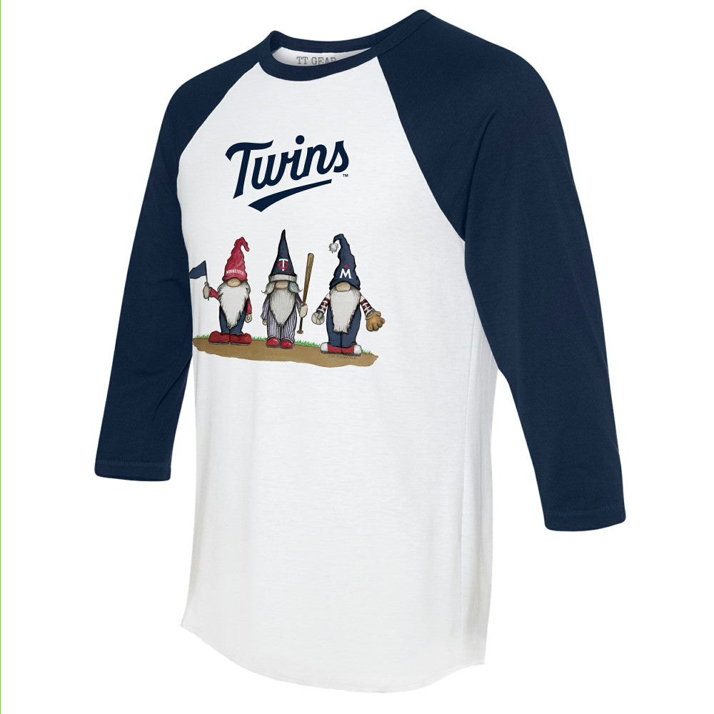 Minnesota Twins Tiny Turnip Unisex Gnomes 3/4-Sleeve Raglan T-Shirt - White/Navy