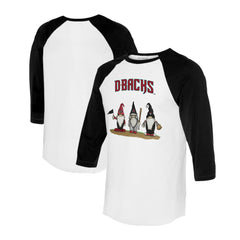 Arizona Diamondbacks Tiny Turnip Unisex Gnomes 3/4-Sleeve Raglan T-Shirt - White/Black
