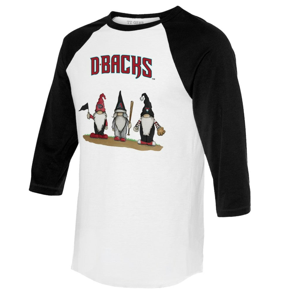 Arizona Diamondbacks Tiny Turnip Unisex Gnomes 3/4-Sleeve Raglan T-Shirt - White/Black