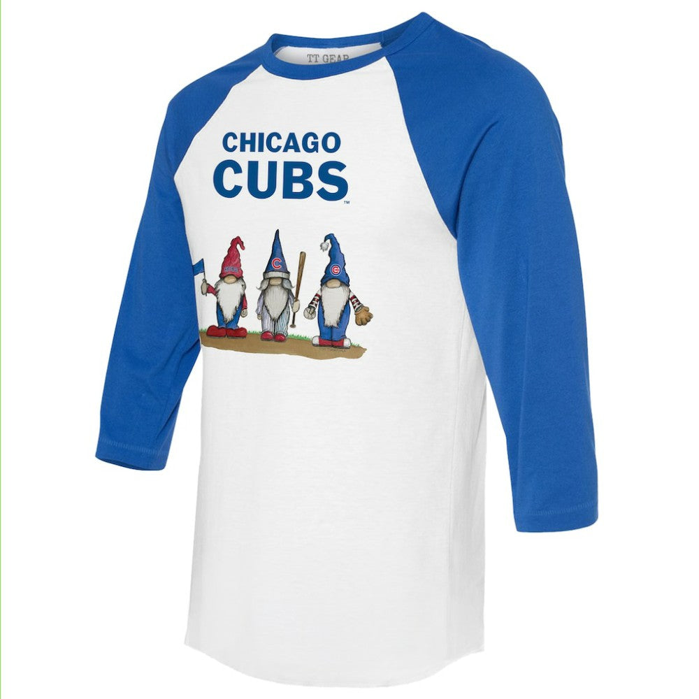 Chicago Cubs Tiny Turnip Unisex Gnomes 3/4-Sleeve Raglan T-Shirt - White/Royal