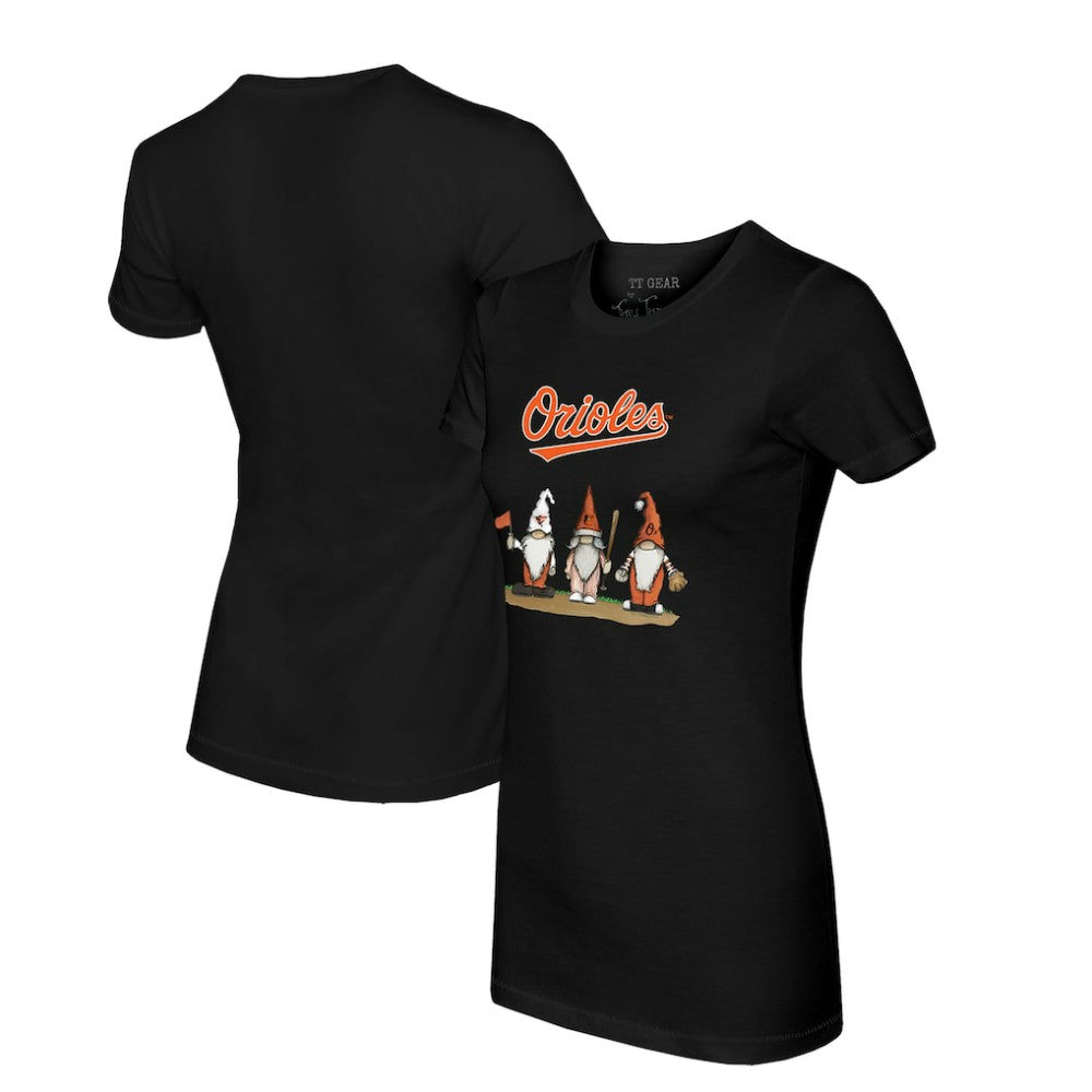 Baltimore Orioles Tiny Turnip Women's Gnomes T-Shirt - Black