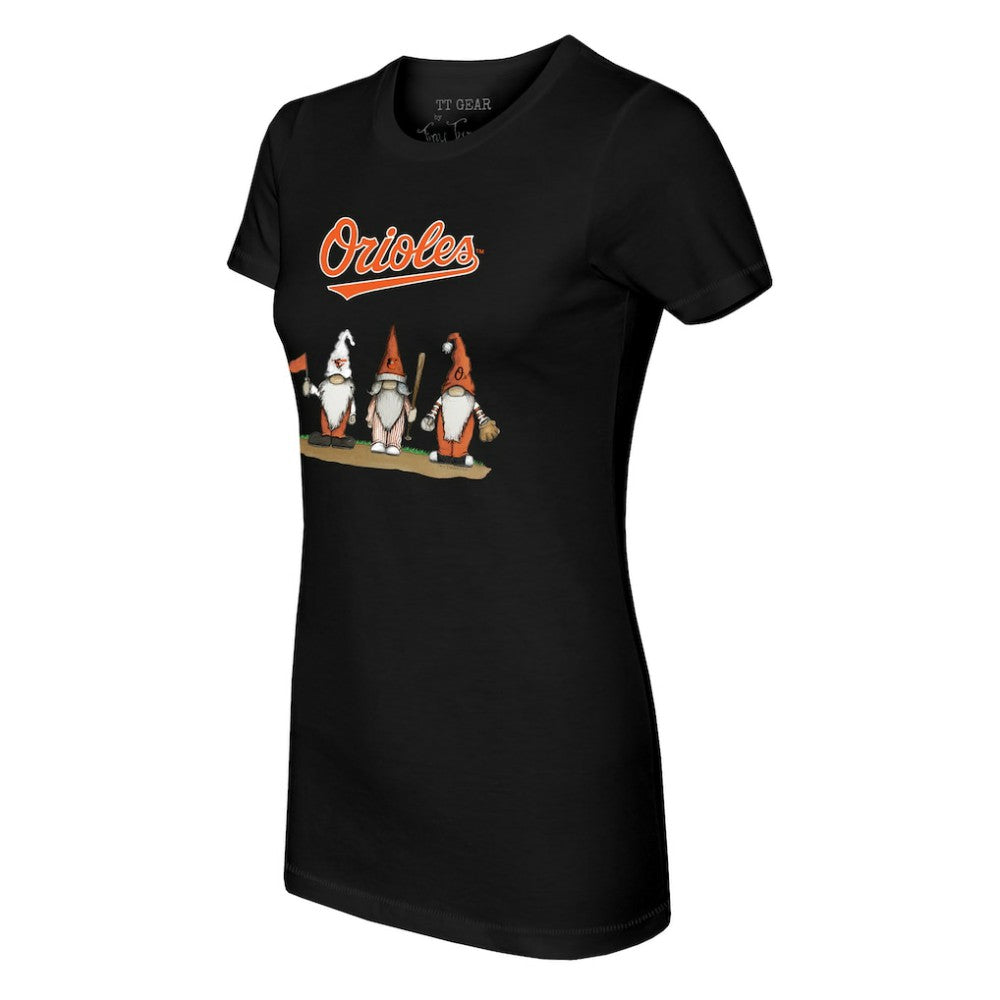 Baltimore Orioles Tiny Turnip Women's Gnomes T-Shirt - Black