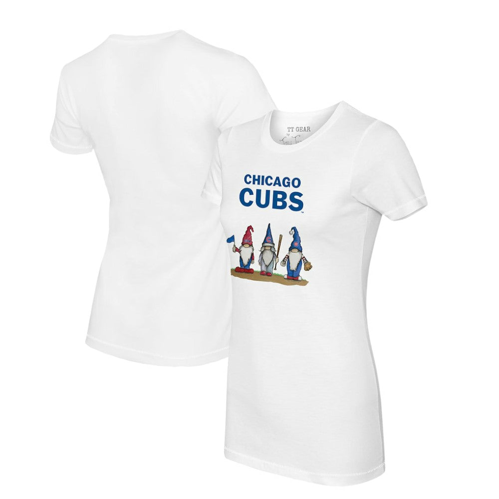Chicago Cubs Tiny Turnip Women's Gnomes T-Shirt - White