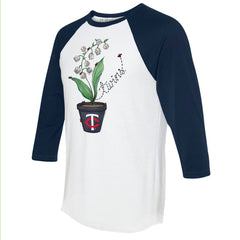 Minnesota Twins Tiny Turnip Unisex Lilies & Ladybugs 3/4-Sleeve Raglan T-Shirt - White/Navy