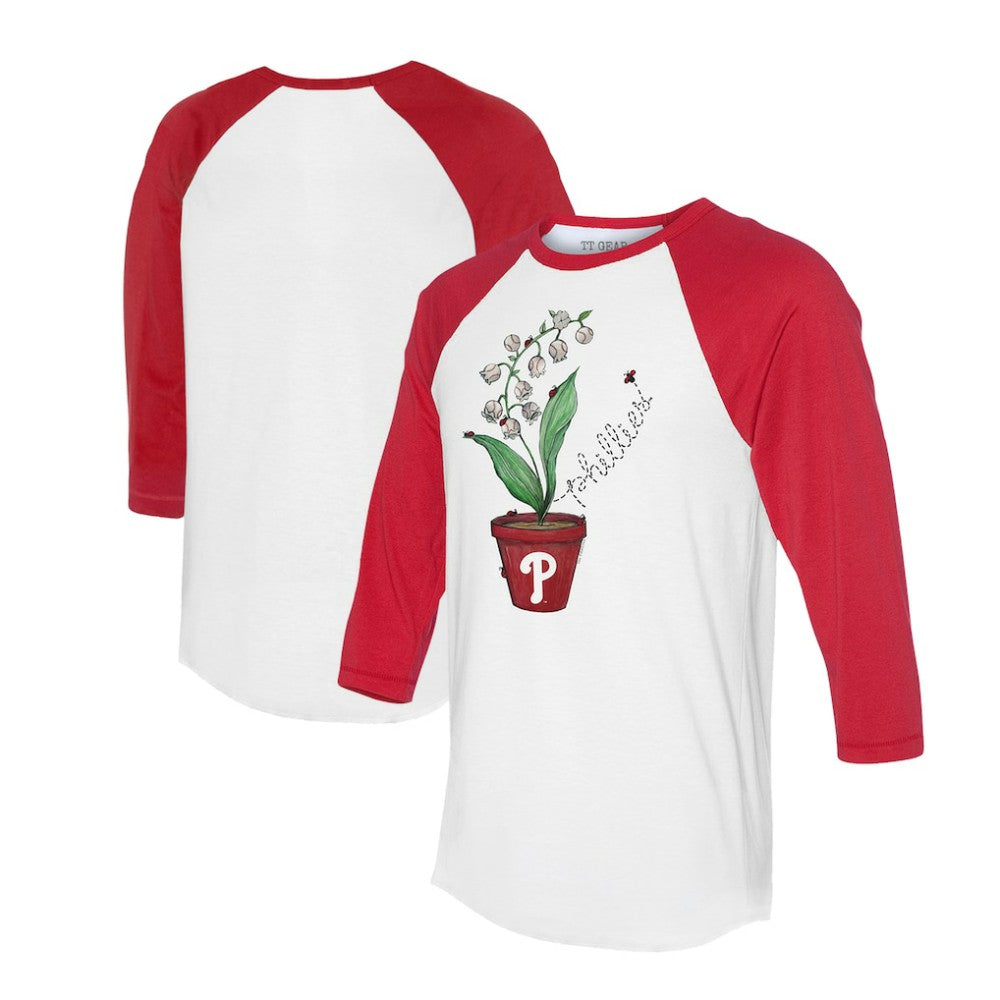 Philadelphia Phillies Tiny Turnip Unisex Lilies & Ladybugs 3/4-Sleeve Raglan T-Shirt - White/Red