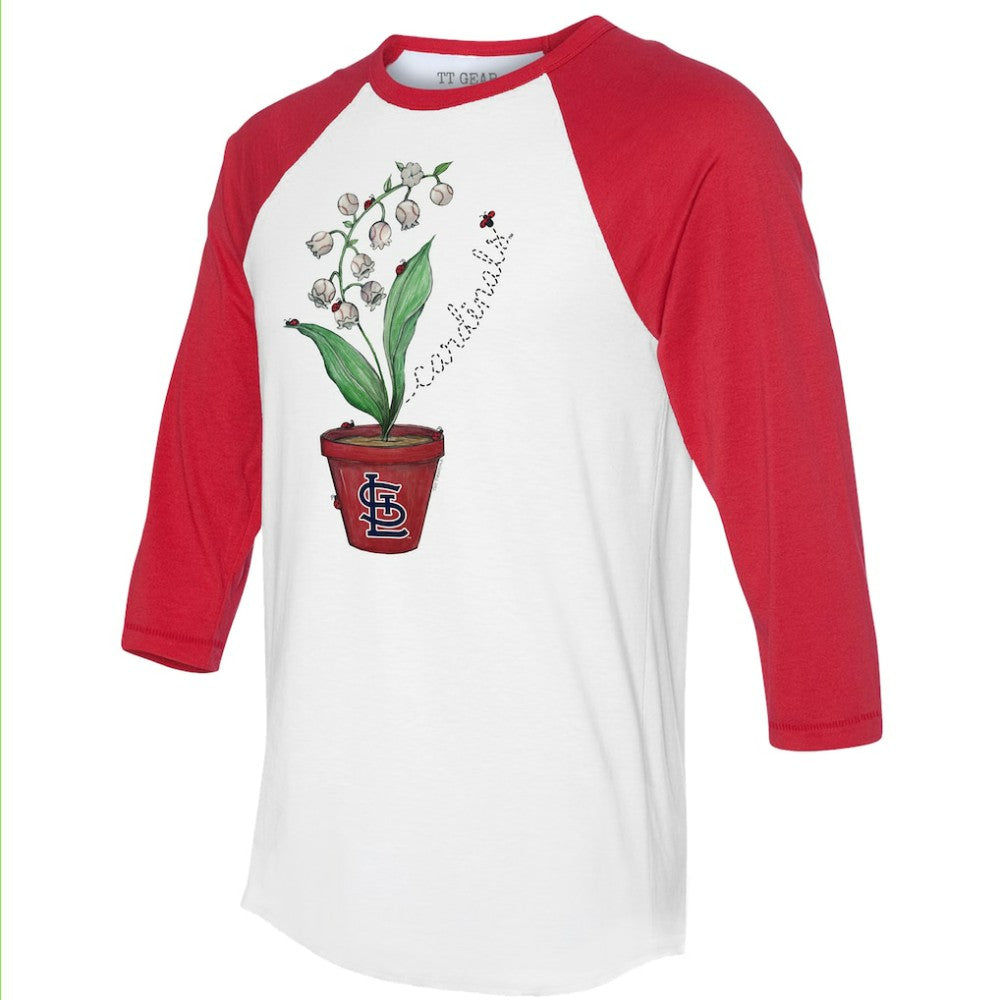 St. Louis Cardinals Tiny Turnip Unisex Lilies & Ladybugs 3/4-Sleeve Raglan T-Shirt - White/Red
