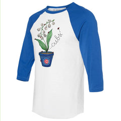 Chicago Cubs Tiny Turnip Unisex Lilies & Ladybugs 3/4-Sleeve Raglan T-Shirt - White/Royal