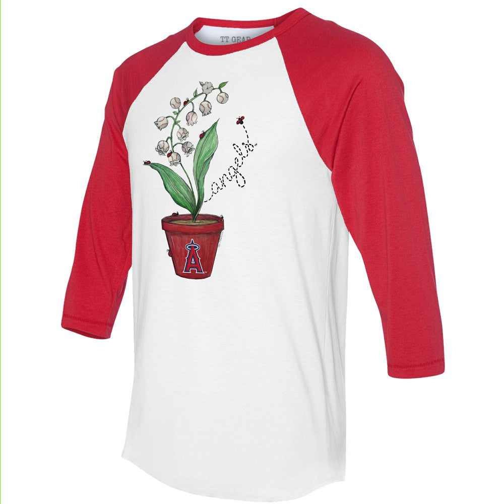 Los Angeles Angels Tiny Turnip Unisex Lilies & Ladybugs 3/4-Sleeve Raglan T-Shirt - White/Red