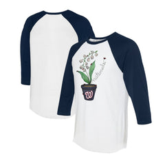 Washington Nationals Tiny Turnip Unisex Lilies & Ladybugs 3/4-Sleeve Raglan T-Shirt - White/Navy