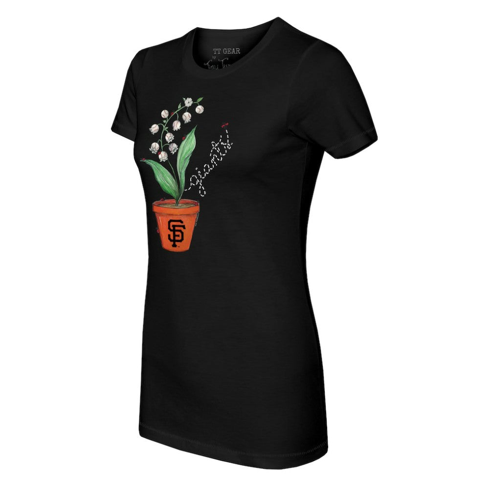 San Francisco Giants Tiny Turnip Women's Lilies & Ladybugs T-Shirt - Black