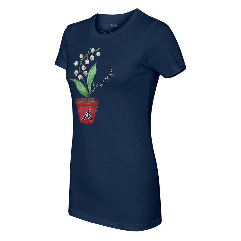 Atlanta Braves Tiny Turnip Women's Lilies & Ladybugs T-Shirt - Navy