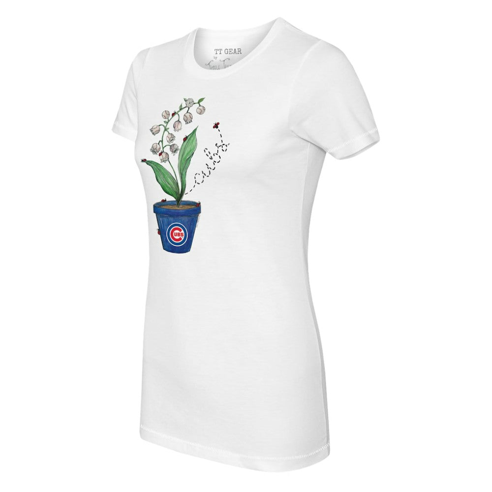 Chicago Cubs Tiny Turnip Women's Lilies & Ladybugs T-Shirt - White