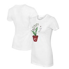 Cincinnati Reds Tiny Turnip Women's Lilies & Ladybugs T-Shirt - White