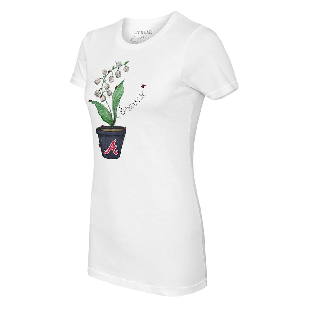 Atlanta Braves Tiny Turnip Women's Lilies & Ladybugs T-Shirt - White