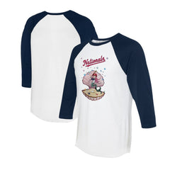 Washington Nationals Tiny Turnip Unisex Mermaid 3/4-Sleeve Raglan T-Shirt - White/Navy