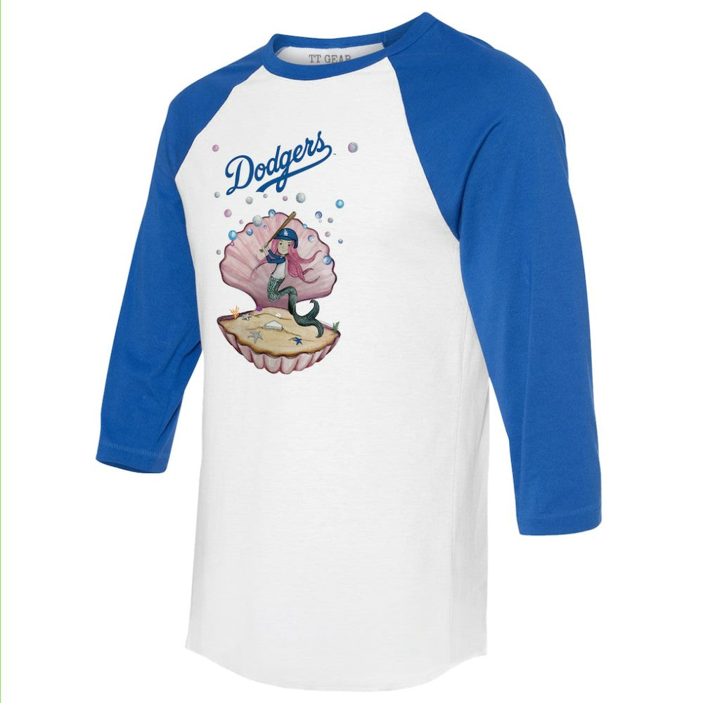 Los Angeles Dodgers Tiny Turnip Unisex Mermaid 3/4-Sleeve Raglan T-Shirt - White/Royal