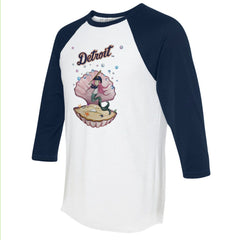 Detroit Tigers Tiny Turnip Unisex Mermaid 3/4-Sleeve Raglan T-Shirt - White/Navy