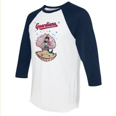Cleveland Guardians Tiny Turnip Unisex Mermaid 3/4-Sleeve Raglan T-Shirt - White/Navy