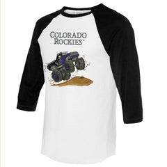 Colorado Rockies Tiny Turnip Unisex Monster Truck 3/4-Sleeve Raglan T-Shirt - White/Black