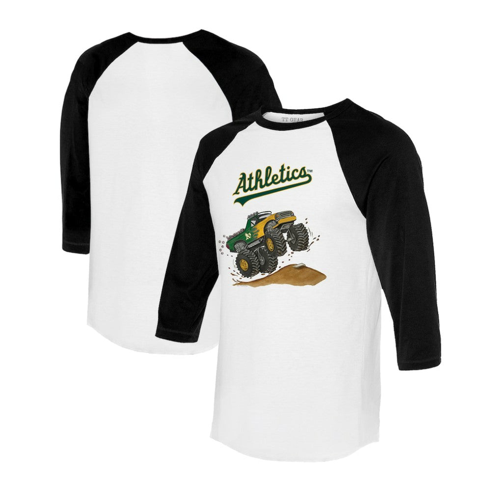 Athletics Tiny Turnip Unisex Monster Truck 3/4-Sleeve Raglan T-Shirt - White/Black