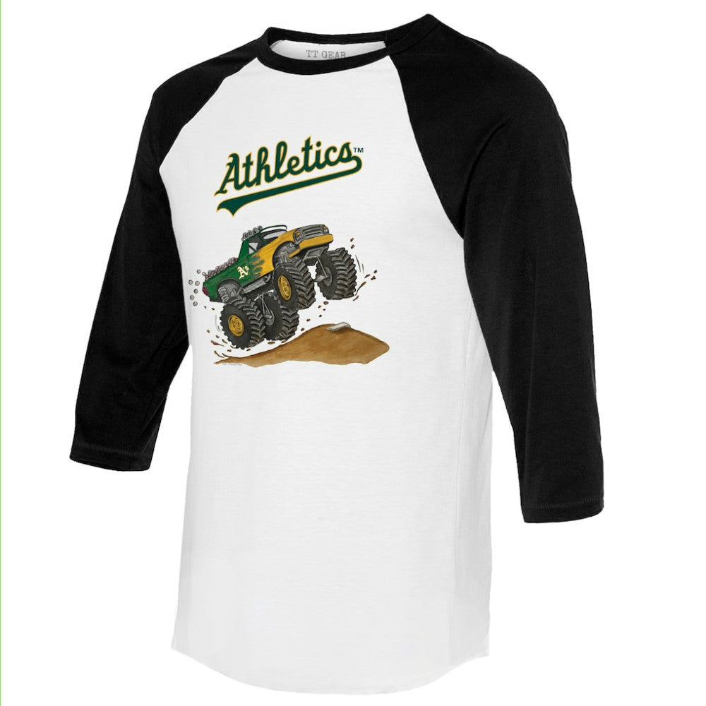 Athletics Tiny Turnip Unisex Monster Truck 3/4-Sleeve Raglan T-Shirt - White/Black