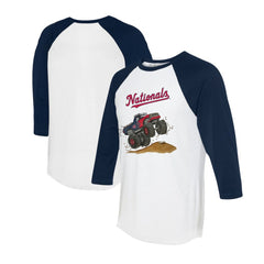 Washington Nationals Tiny Turnip Unisex Monster Truck 3/4-Sleeve Raglan T-Shirt - White/Navy