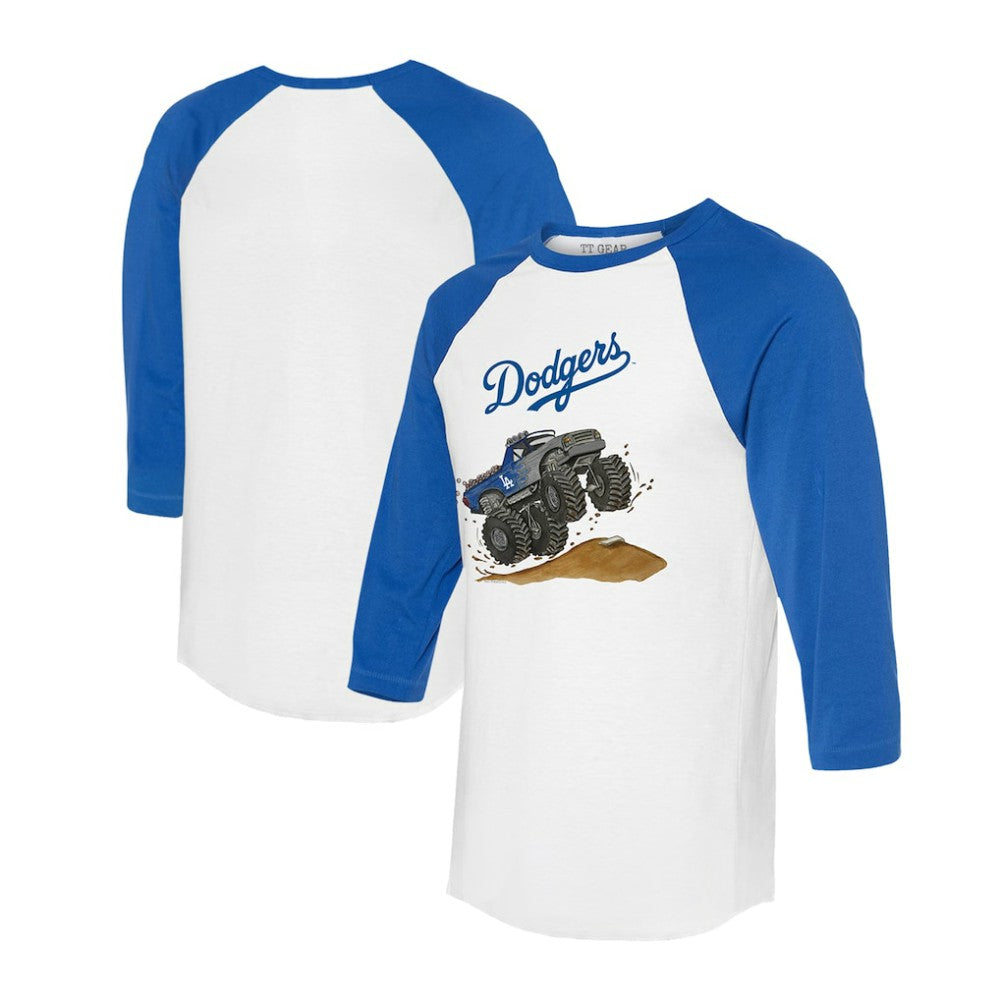 Los Angeles Dodgers Tiny Turnip Unisex Monster Truck 3/4-Sleeve Raglan T-Shirt - White/Royal