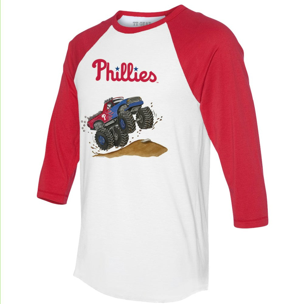 Philadelphia Phillies Tiny Turnip Unisex Monster Truck 3/4-Sleeve Raglan T-Shirt - White/Red