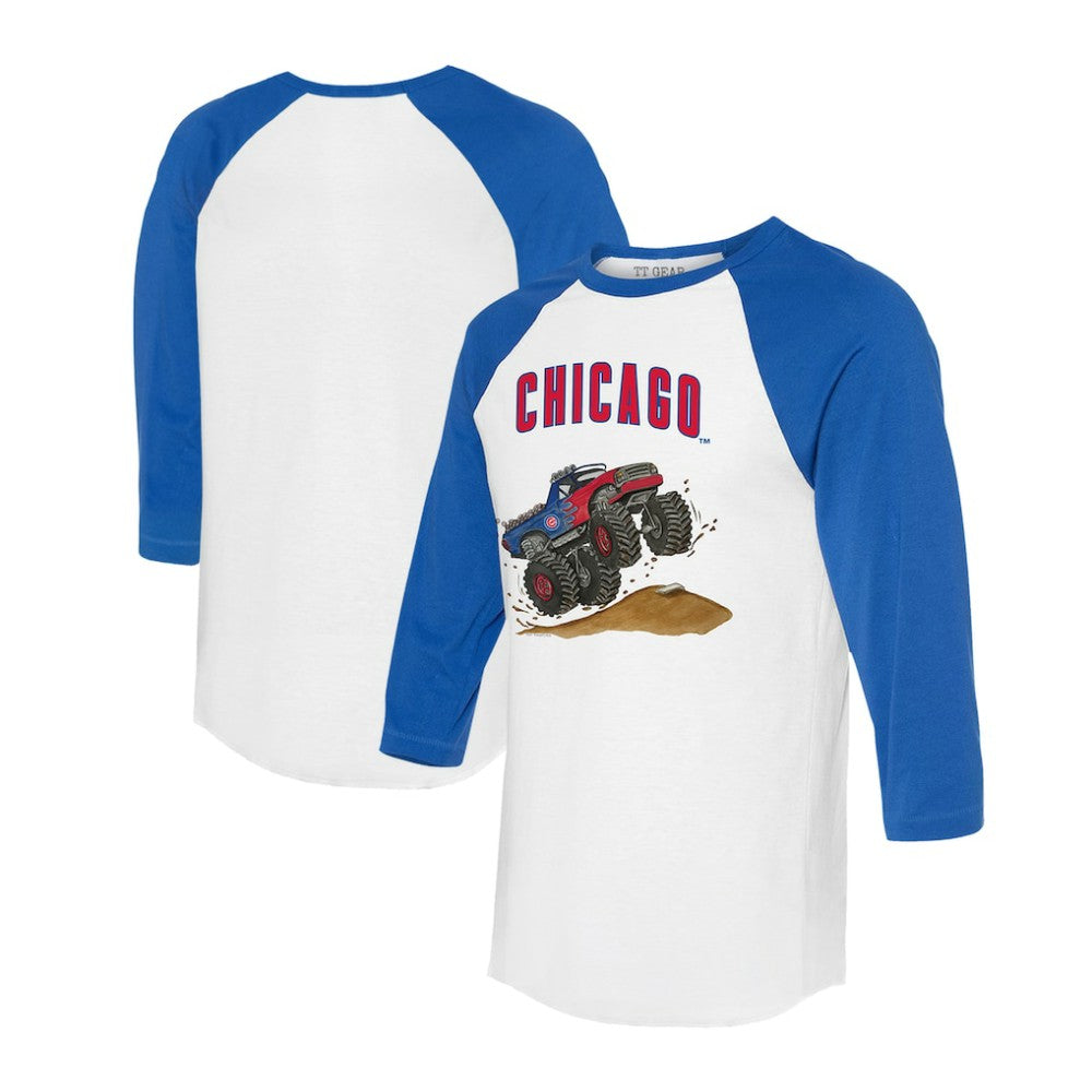 Chicago Cubs Tiny Turnip Unisex Monster Truck 3/4-Sleeve Raglan T-Shirt - White/Royal