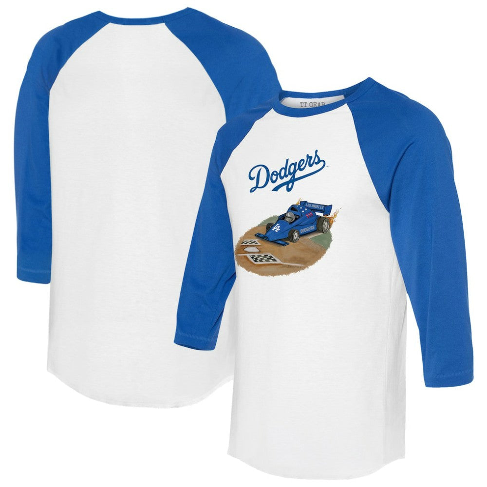 Los Angeles Dodgers Tiny Turnip Unisex Race Car 3/4-Sleeve Raglan T-Shirt - White/Royal