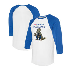 Toronto Blue Jays Tiny Turnip Unisex Triceratops 3/4-Sleeve Raglan T-Shirt - White/Royal