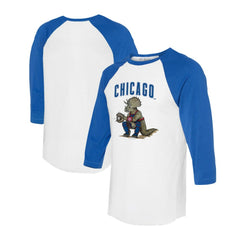 Chicago Cubs Tiny Turnip Unisex Triceratops 3/4-Sleeve Raglan T-Shirt - White/Royal