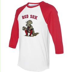 Boston Red Sox Tiny Turnip Unisex Triceratops 3/4-Sleeve Raglan T-Shirt - White/Red