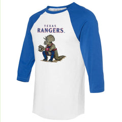 Texas Rangers Tiny Turnip Unisex Triceratops 3/4-Sleeve Raglan T-Shirt - White/Royal