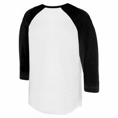 Athletics Tiny Turnip Unisex Triceratops 3/4-Sleeve Raglan T-Shirt - White/Black