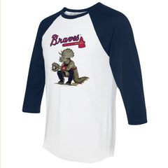 Atlanta Braves Tiny Turnip Unisex Triceratops 3/4-Sleeve Raglan T-Shirt - White/Navy