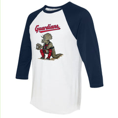 Cleveland Guardians Tiny Turnip Unisex Triceratops 3/4-Sleeve Raglan T-Shirt - White/Navy