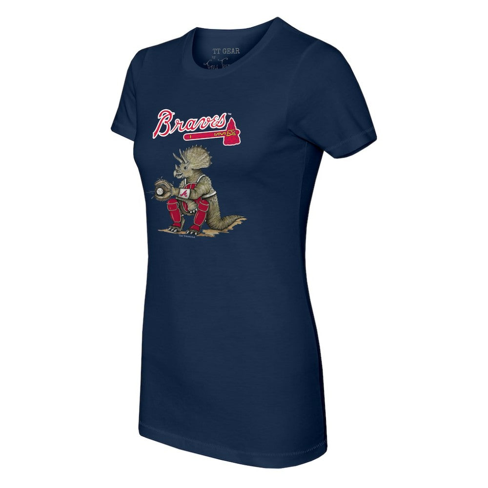 Atlanta Braves Tiny Turnip Women's Triceratops T-Shirt - Navy