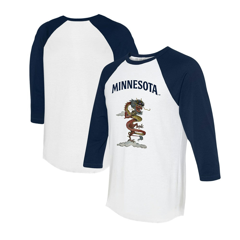 Minnesota Twins Tiny Turnip Unisex 2024 Year of the Dragon 3/4-Sleeve Raglan T-Shirt - White/Navy