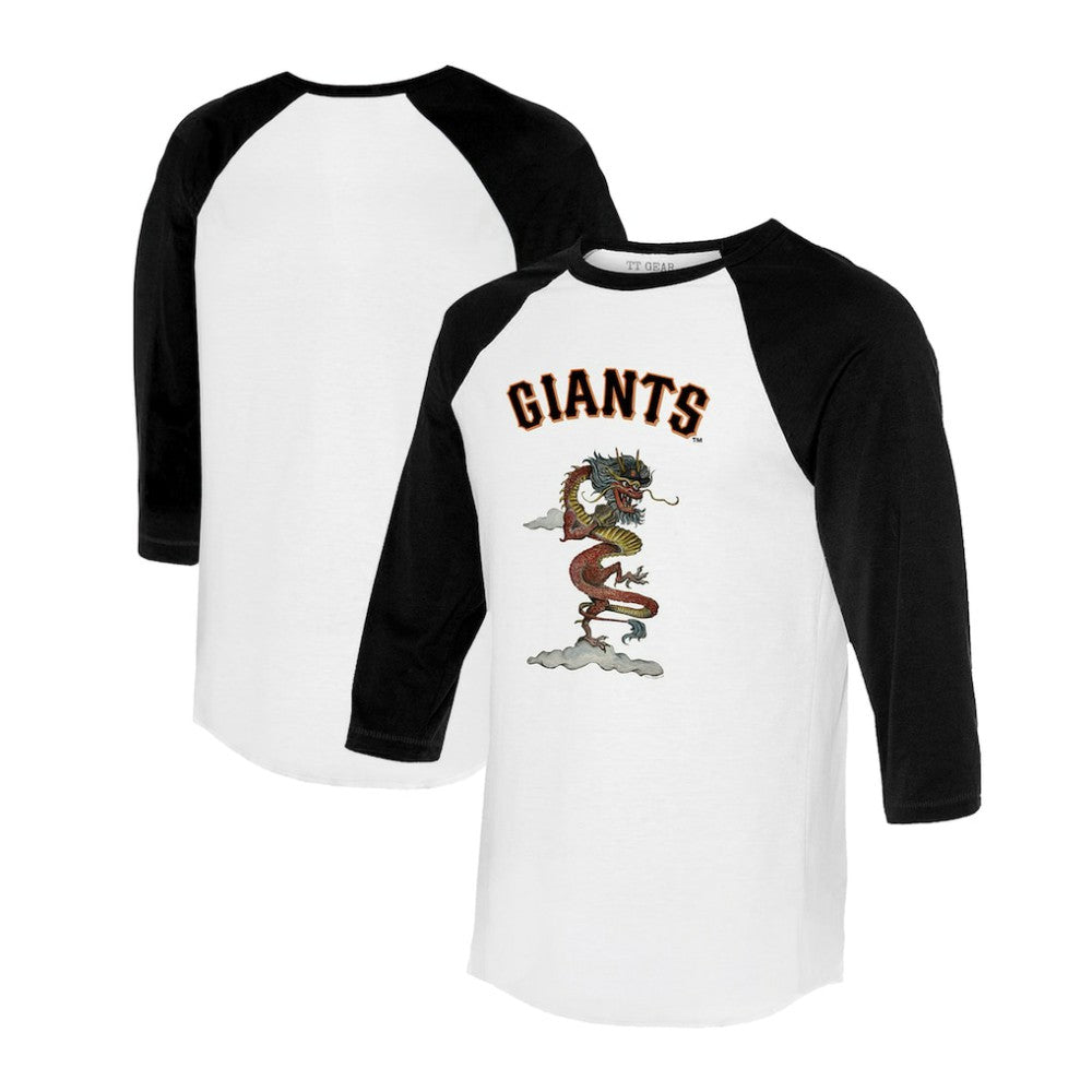 San Francisco Giants Tiny Turnip Unisex 2024 Year of the Dragon 3/4-Sleeve Raglan T-Shirt - White/Black