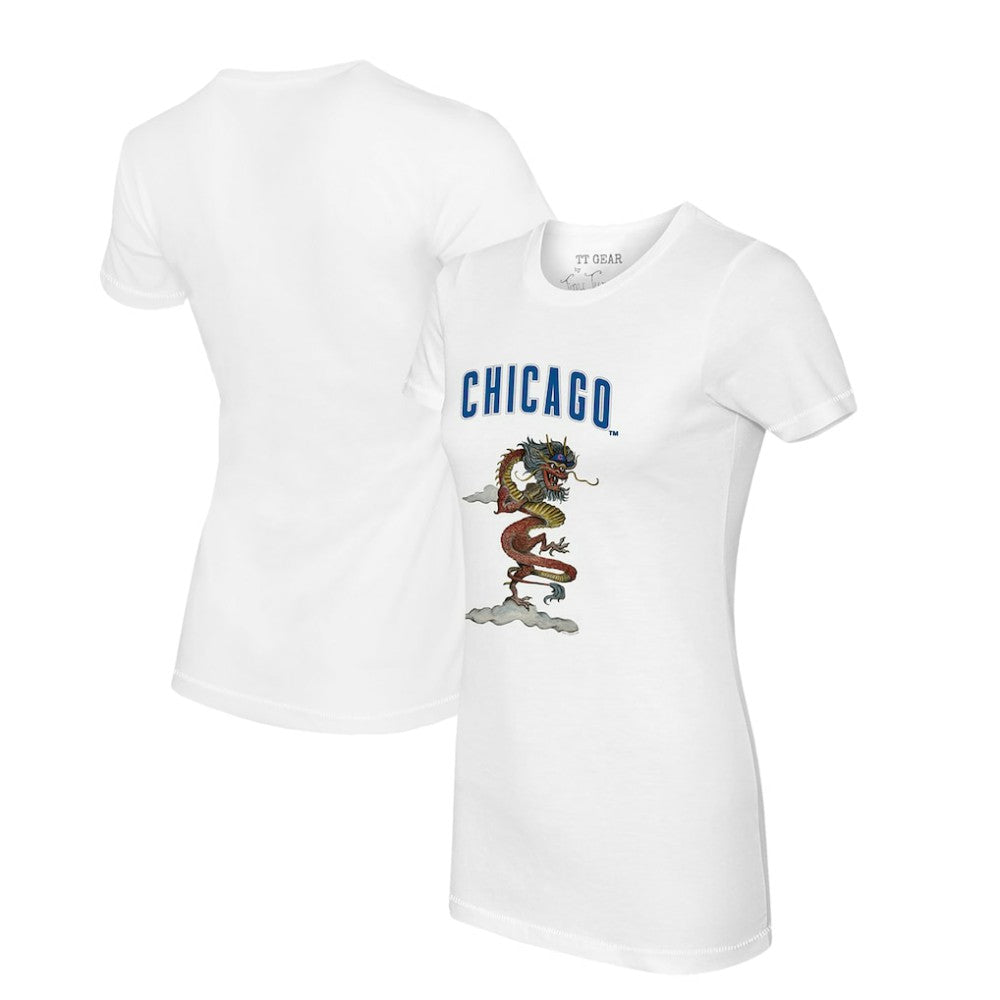 Chicago Cubs Tiny Turnip Women's 2024 Year of the Dragon T-Shirt - White