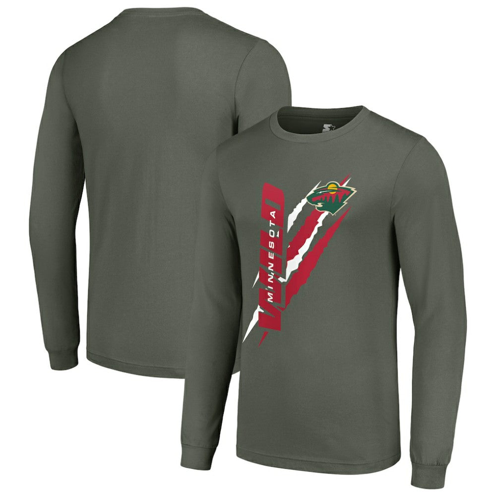 Minnesota Wild Starter Color Scratch Long-Sleeve T-Shirt Green