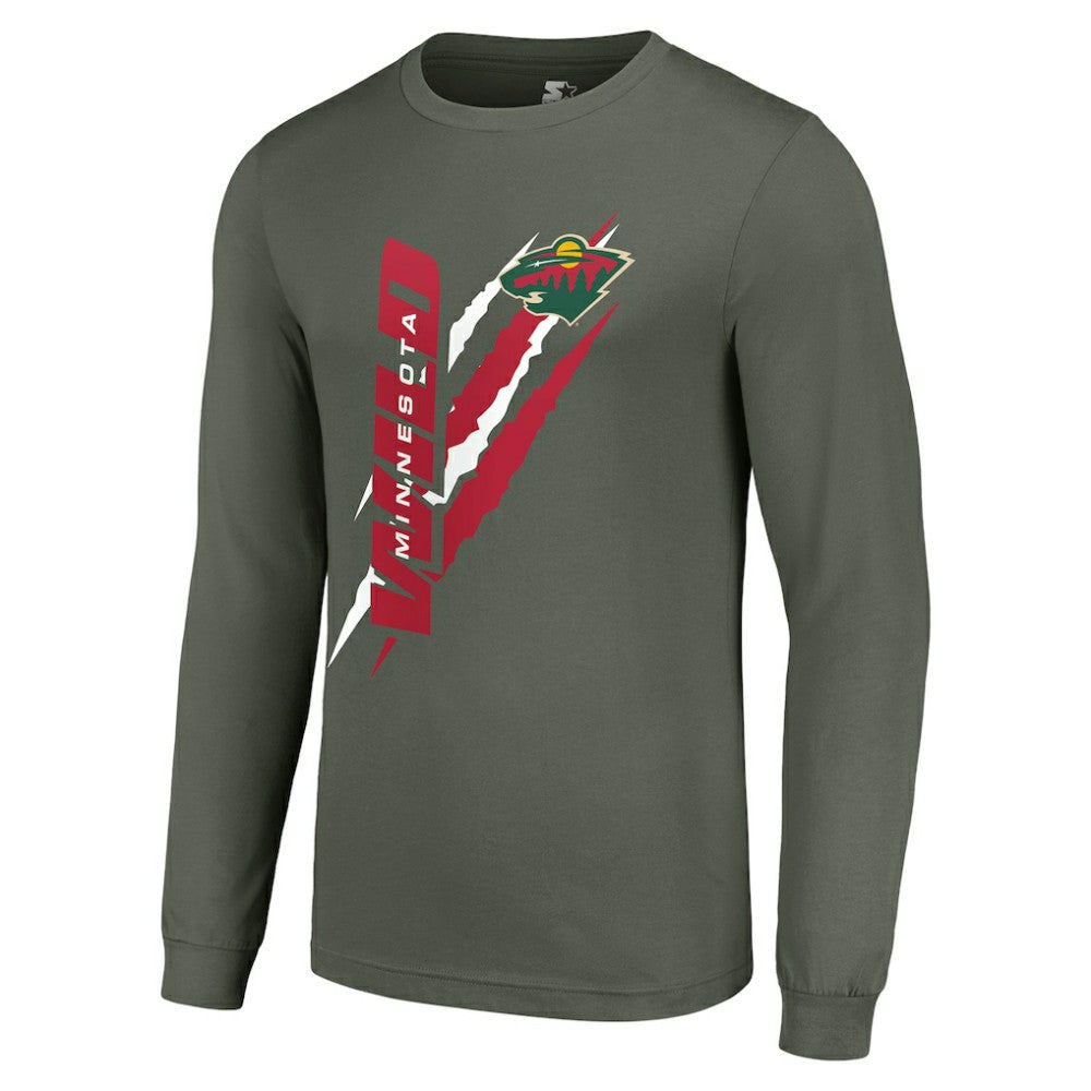 Minnesota Wild Starter Color Scratch Long-Sleeve T-Shirt Green