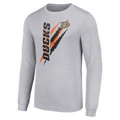 Anaheim Ducks Starter Color Scratch Long-Sleeve T-Shirt Heather Gray