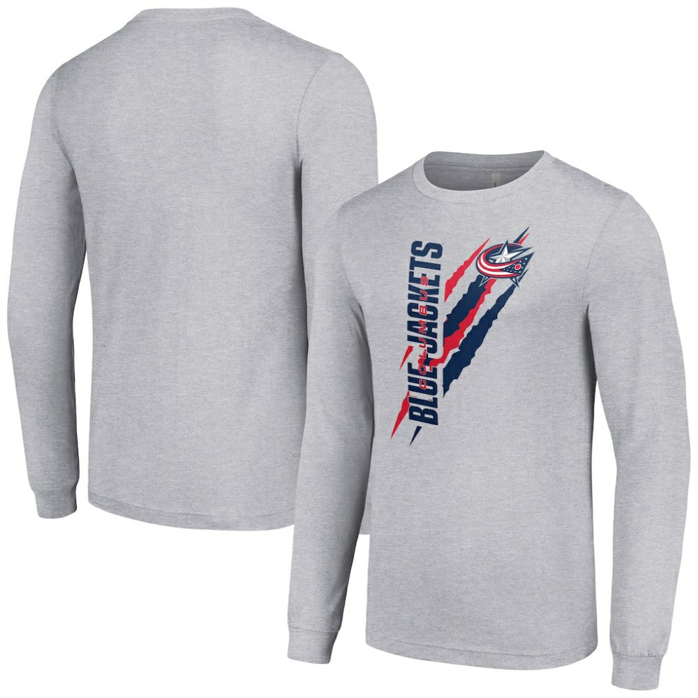 Columbus Blue Jackets Starter Color Scratch Long-Sleeve T-Shirt Heather Gray