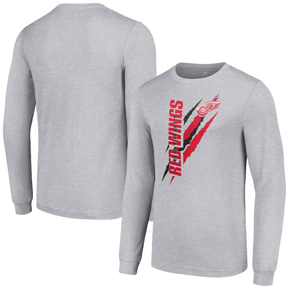 Detroit Red Wings Starter Color Scratch Long-Sleeve T-Shirt Heather Gray