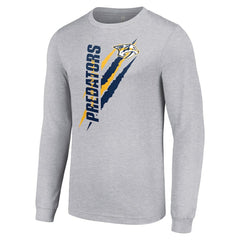 Nashville Predators Starter Color Scratch Long-Sleeve T-Shirt Heather Gray