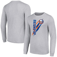 New York Islanders Starter Color Scratch Long-Sleeve T-Shirt Heather Gray
