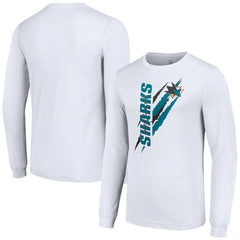 San Jose Sharks Starter Color Scratch Long-Sleeve T-Shirt White